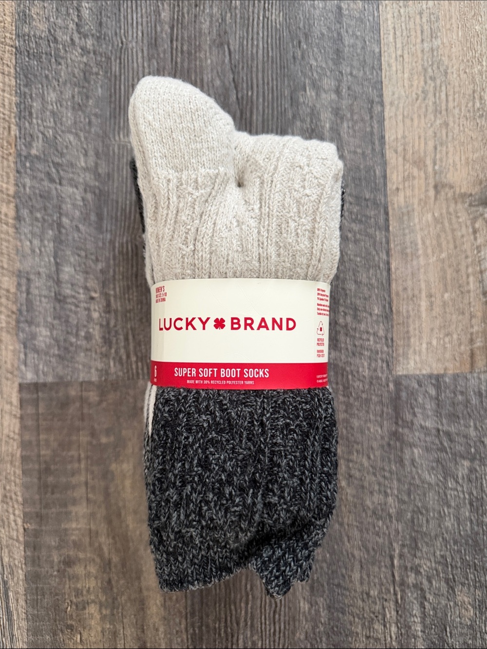 Lucky Brand Boot Socks in Cream & Charcoal Marled